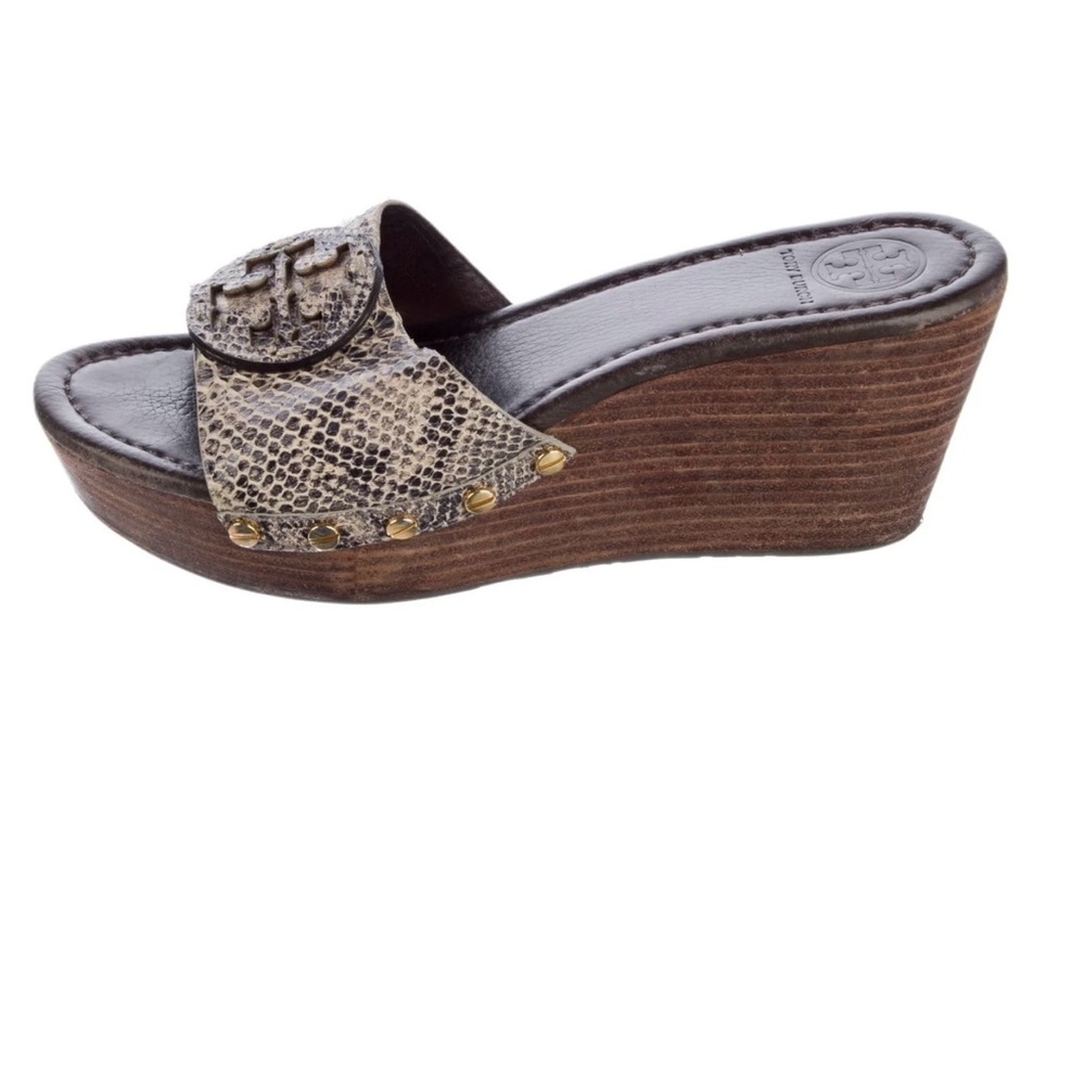 Tory Burch Snakeskin  Brown Wedges